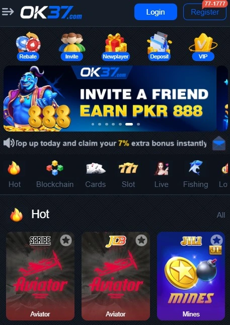 OK37 Game main page